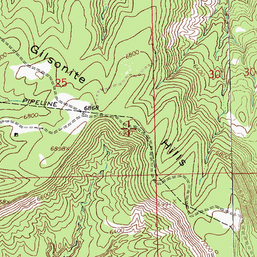 Topographic Map of Gilsonite Hills, CO