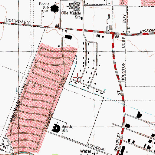 Topographic Map of Christian Assembly of Houston Church, TX