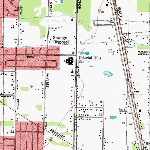 Topographic Map of Colonial Hills Bible Chapel Church, TX