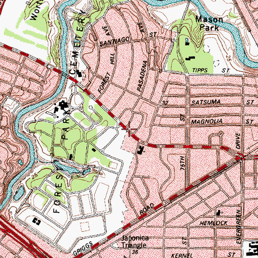 Topographic Map of San Pablo Trinity Presbyterian Church, TX