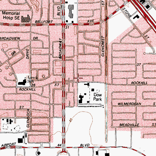Topographic Map of Thai Presbyterian Church, TX