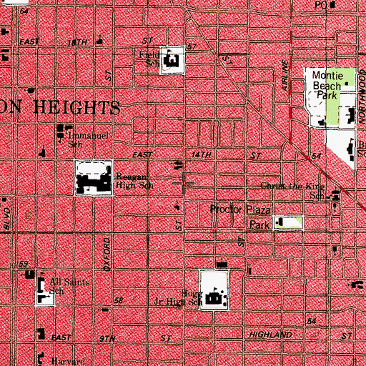 Topographic Map of Third Presbyterian Church, TX