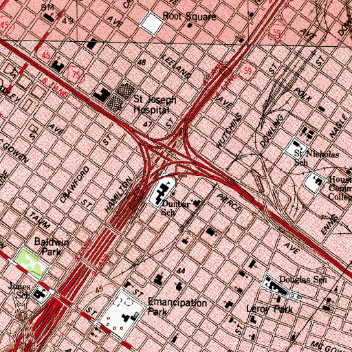 Topographic Map of Berean Seventh Day Adventist Church, TX