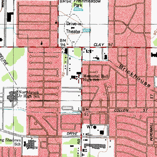 Topographic Map of Central Seventh Day Adventist Church, TX