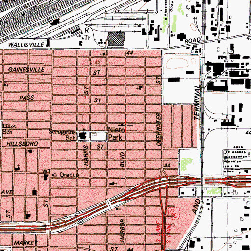 Topographic Map of Denver Harbor Church of God Seventh Day, TX
