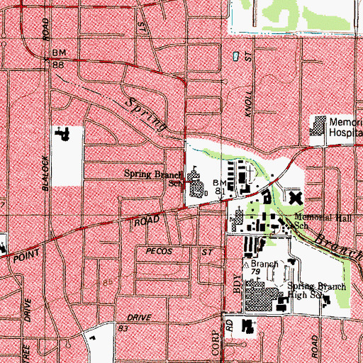 Topographic Map of Spanish United Pentecostal Church, TX