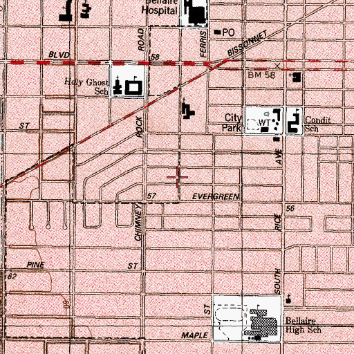 Topographic Map of Spanish United Pentecostal Church, TX