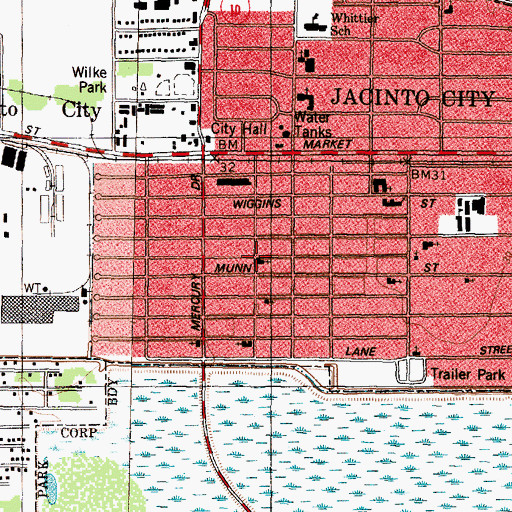 Topographic Map of Templo Pentecostal del Nombre de Jesus Church, TX