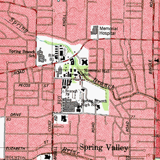 Topographic Map of Korean Presbyterian Church of Houston, TX