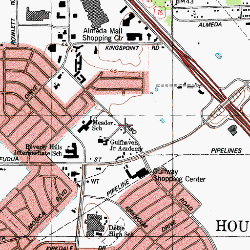 Topographic Map of Southeast Houston Seventh Day Adventist Church, TX