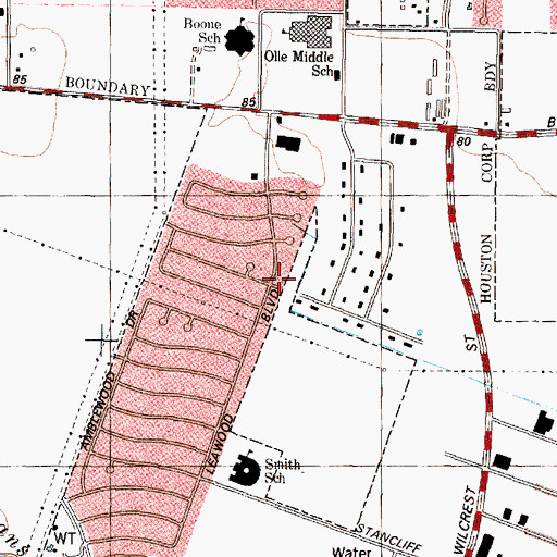 Topographic Map of Annointed Word Christian Saint Church, TX