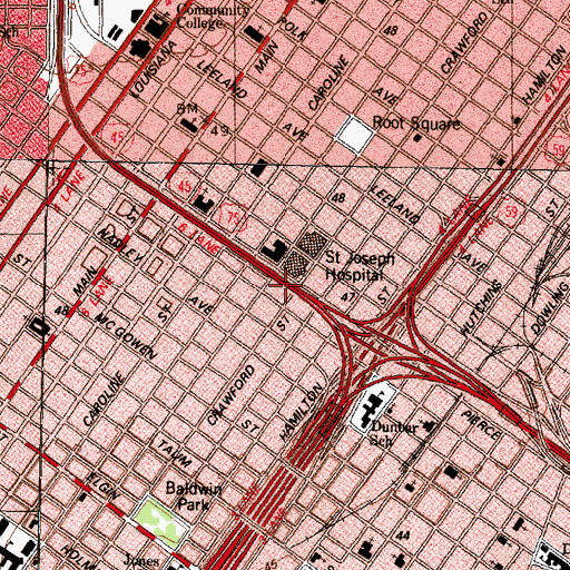 Topographic Map of United Methodist Church Saint Johns, TX