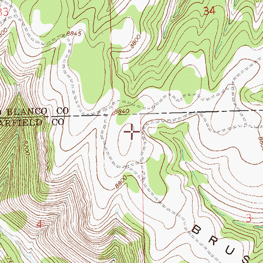 Topographic Map of Brush Mountain, CO