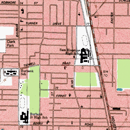 Topographic Map of Calvary Pentecostal Church of God, TX