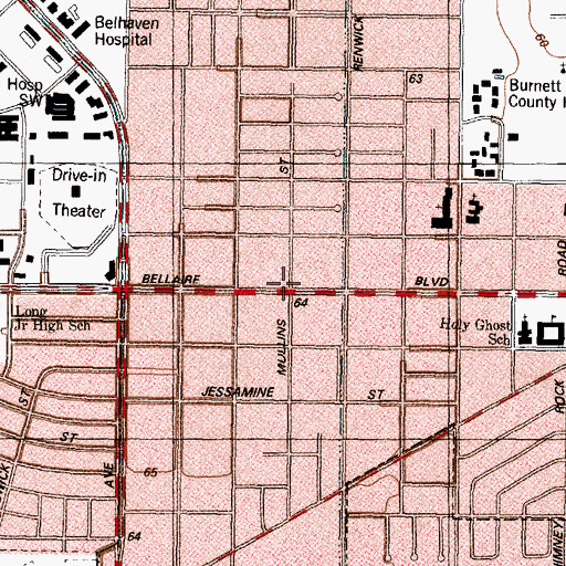 Topographic Map of New Jerusalem Pentecostal Church, TX