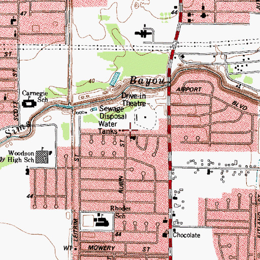 Topographic Map of Jones Memorial Methodist Church, TX