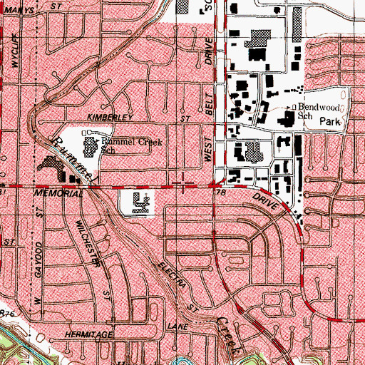 Topographic Map of Memorial Drive United Methodist Church, TX