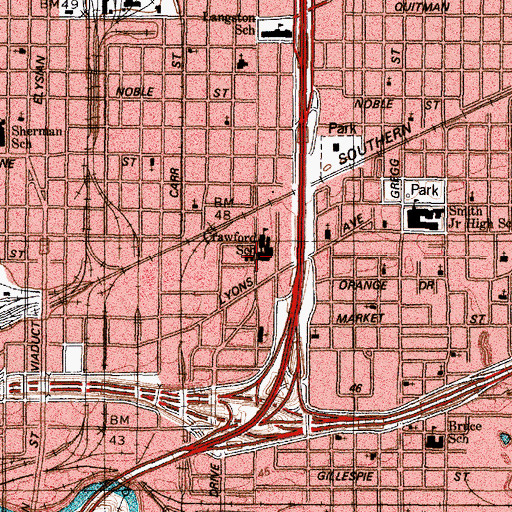 Topographic Map of Mount Vernon United Methodist Church, TX