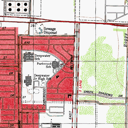Topographic Map of Parkwood Methodist Church, TX