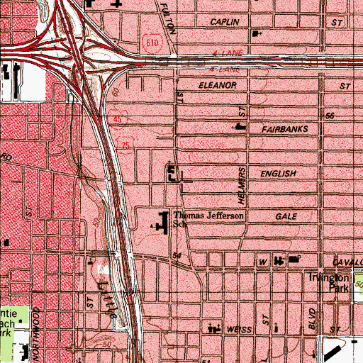 Topographic Map of Reid Memorial United Methodist Church, TX