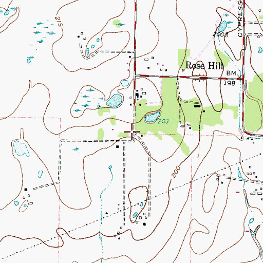 Topographic Map of Rosehill Methodist Church, TX