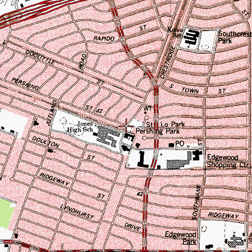 Topographic Map of Saint Low United Methodist Church, TX