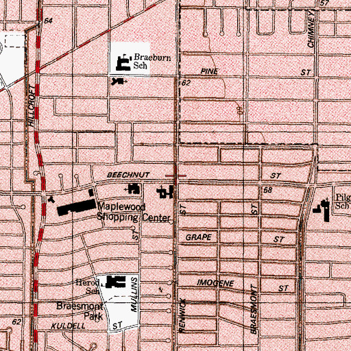 Topographic Map of Saint Philips Methodist Church, TX