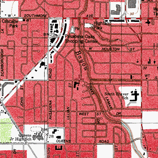 Topographic Map of Sunset United Methodist Church, TX