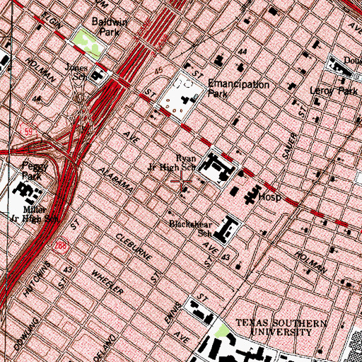 Topographic Map of Trinity United Methodist Church, TX