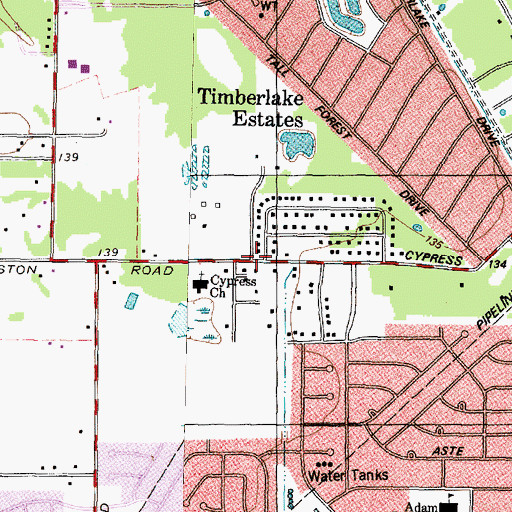Topographic Map of Cypress United Methodist Church, TX