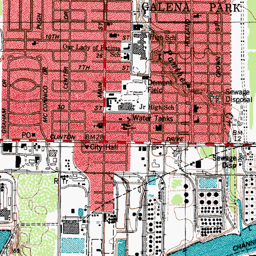 Topographic Map of Galena Park Methodist Church, TX