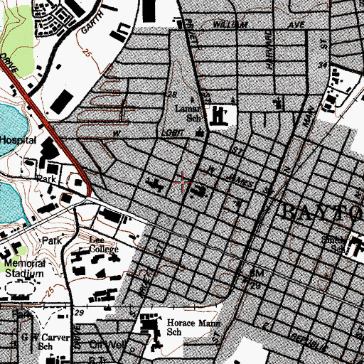 Topographic Map of Grace United Methodist Church, TX