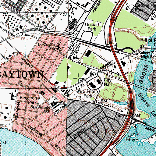 Topographic Map of Iglesia Metodista Unida San Marcos Church, TX