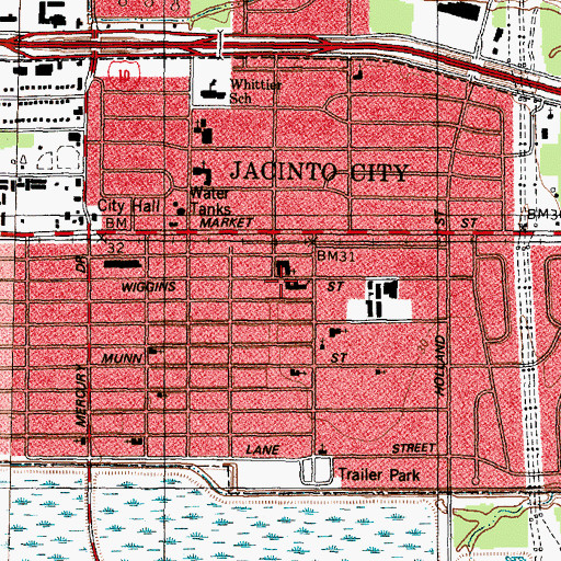 Topographic Map of Jacinto City United Methodist Church, TX