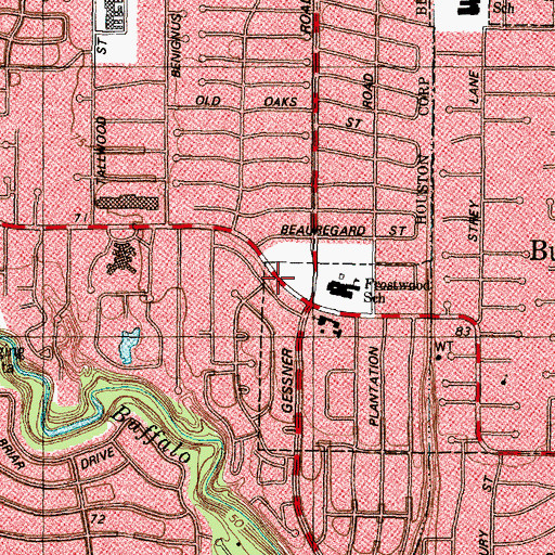 Topographic Map of Memorial Drive Lutheran Church, TX