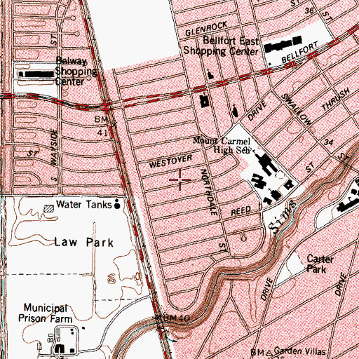 Topographic Map of Peace Evangelical Lutheran Church, TX