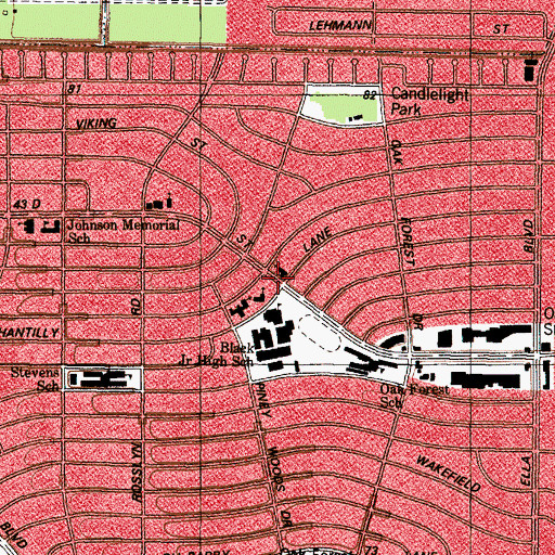 Topographic Map of Saint James Lutheran Church, TX