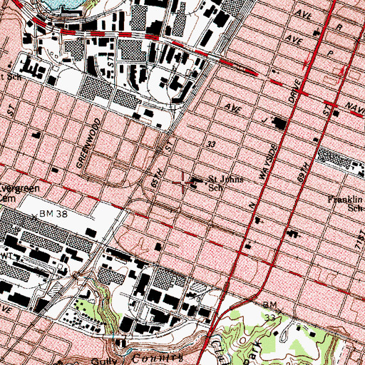 Topographic Map of Saint Johns Lutheran Church, TX