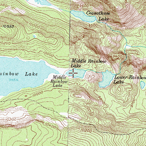 Topographic Map of Middle Rainbow Lake, CO