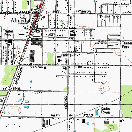 Topographic Map of Almeda United Methodist Church, TX