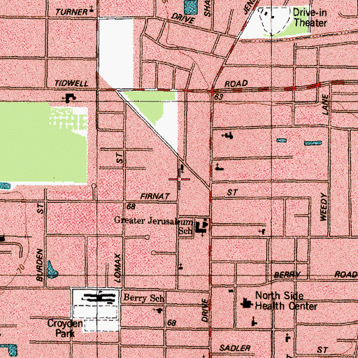 Topographic Map of Beneke Memorial Methodist Church, TX