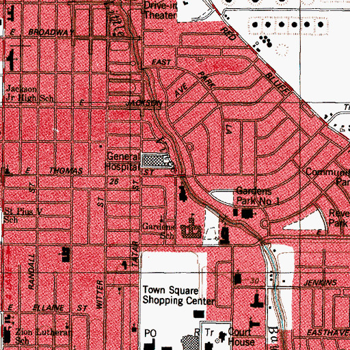 Topographic Map of Saint Peters Episcopal Church, TX