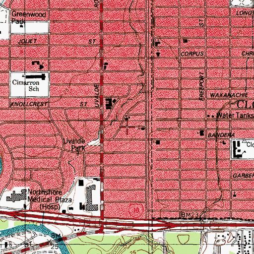Topographic Map of Jehovahs Witnesses Church, TX