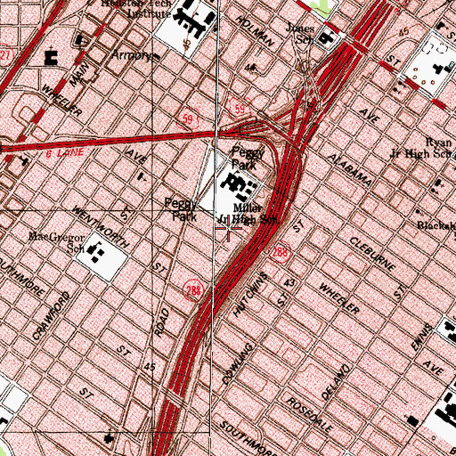 Topographic Map of Augustana Lutheran Church, TX