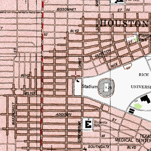 Topographic Map of Christ the King Lutheran Church, TX