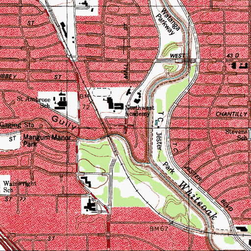 Topographic Map of Gethsemane Lutheran Church, TX