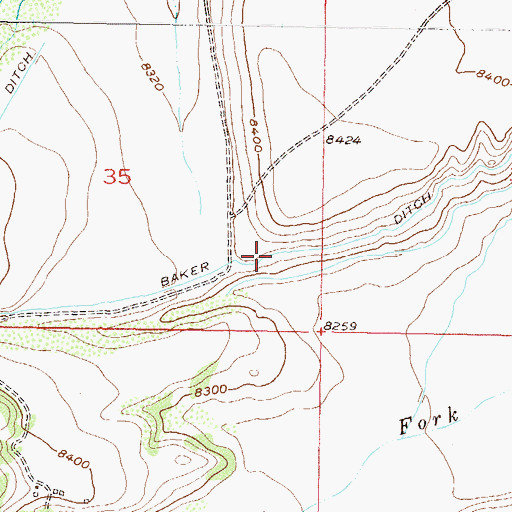 Topographic Map of Baker Ditch, CO