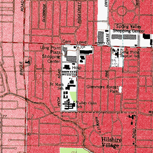 Topographic Map of Houston Lutheran Chorale Church, TX