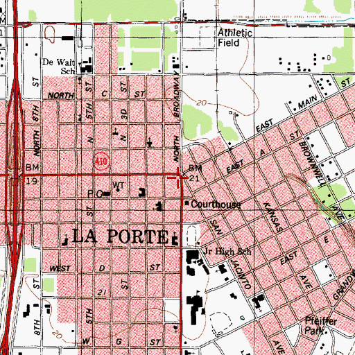 Topographic Map of Saint Johns Episcopal Church - La Porte, TX