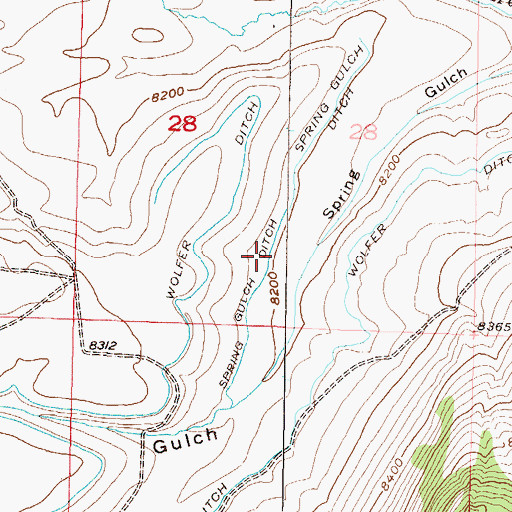 Topographic Map of Spring Gulch Ditch, CO